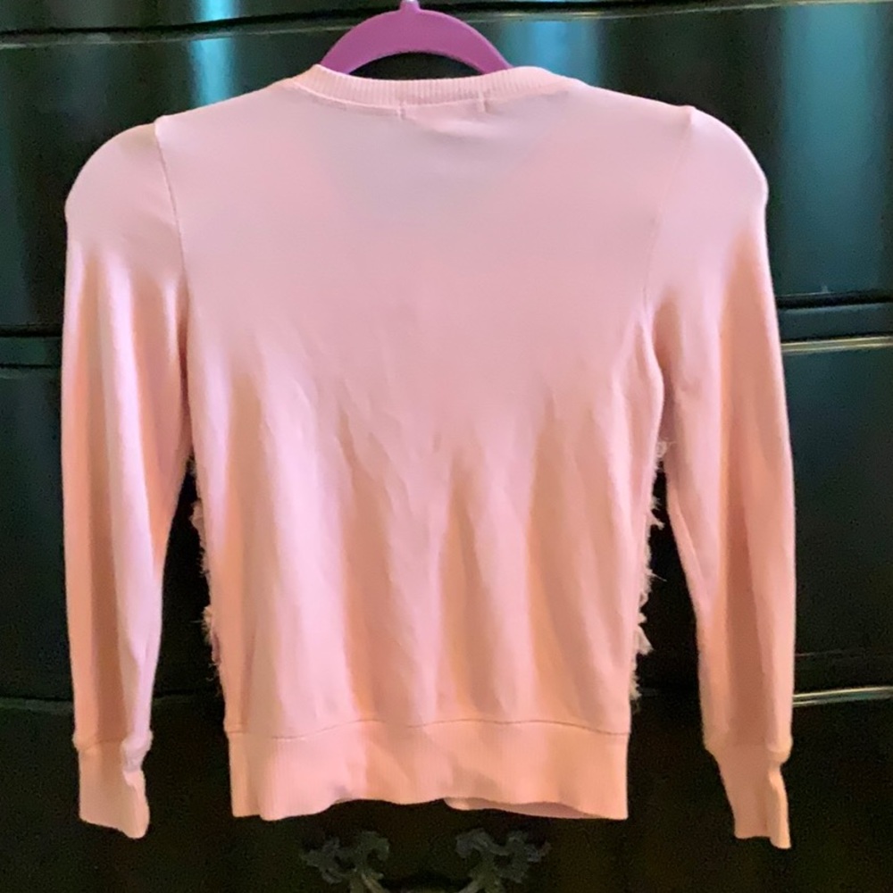 Pink Button Cardigan with Lace Ruffle Front Size S - Picture 4 of 5